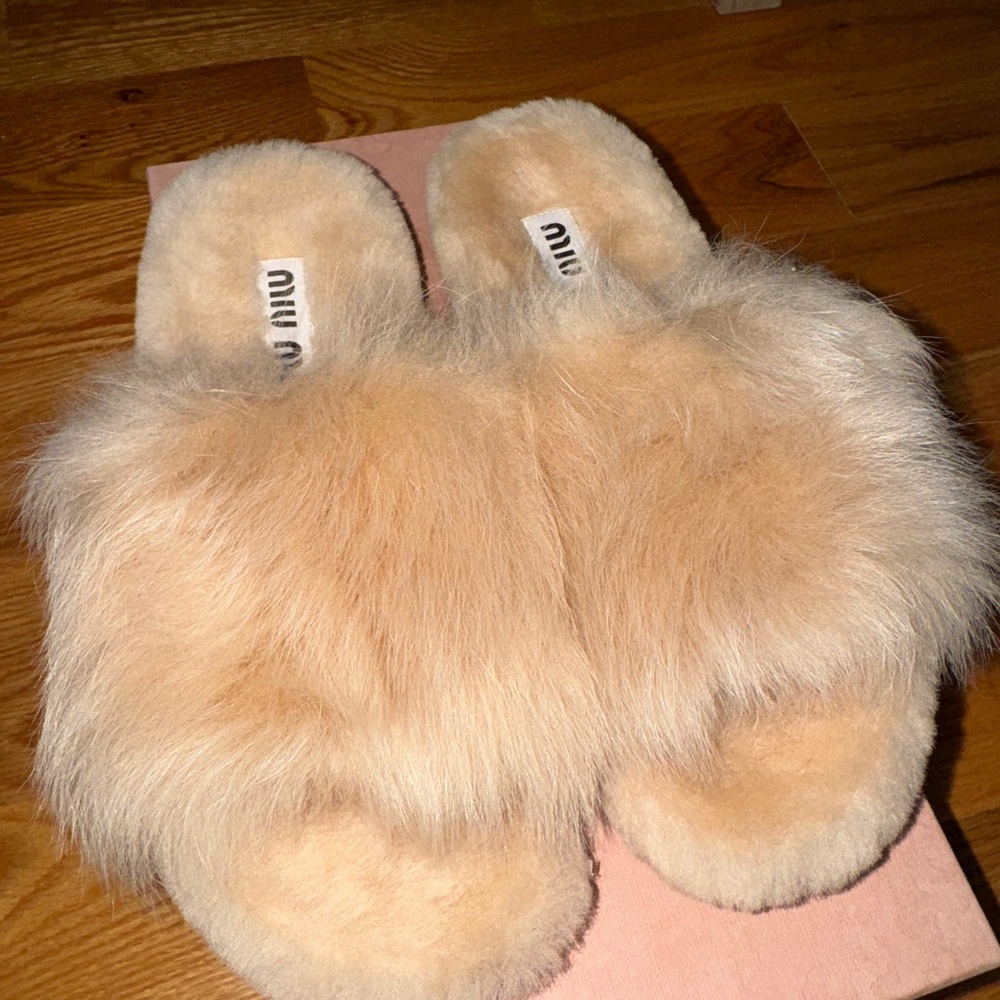 Authentic Miu Miu Faux Fur Slippers
